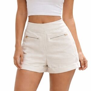 Ci‎ Sono Women’s White Zip Pocket Cuffed Shorts Size Small